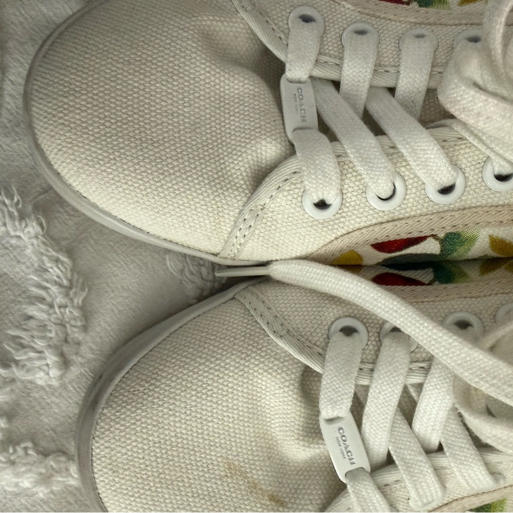 Coach White Floral Canvas Sneakers - Picture 7 of 15